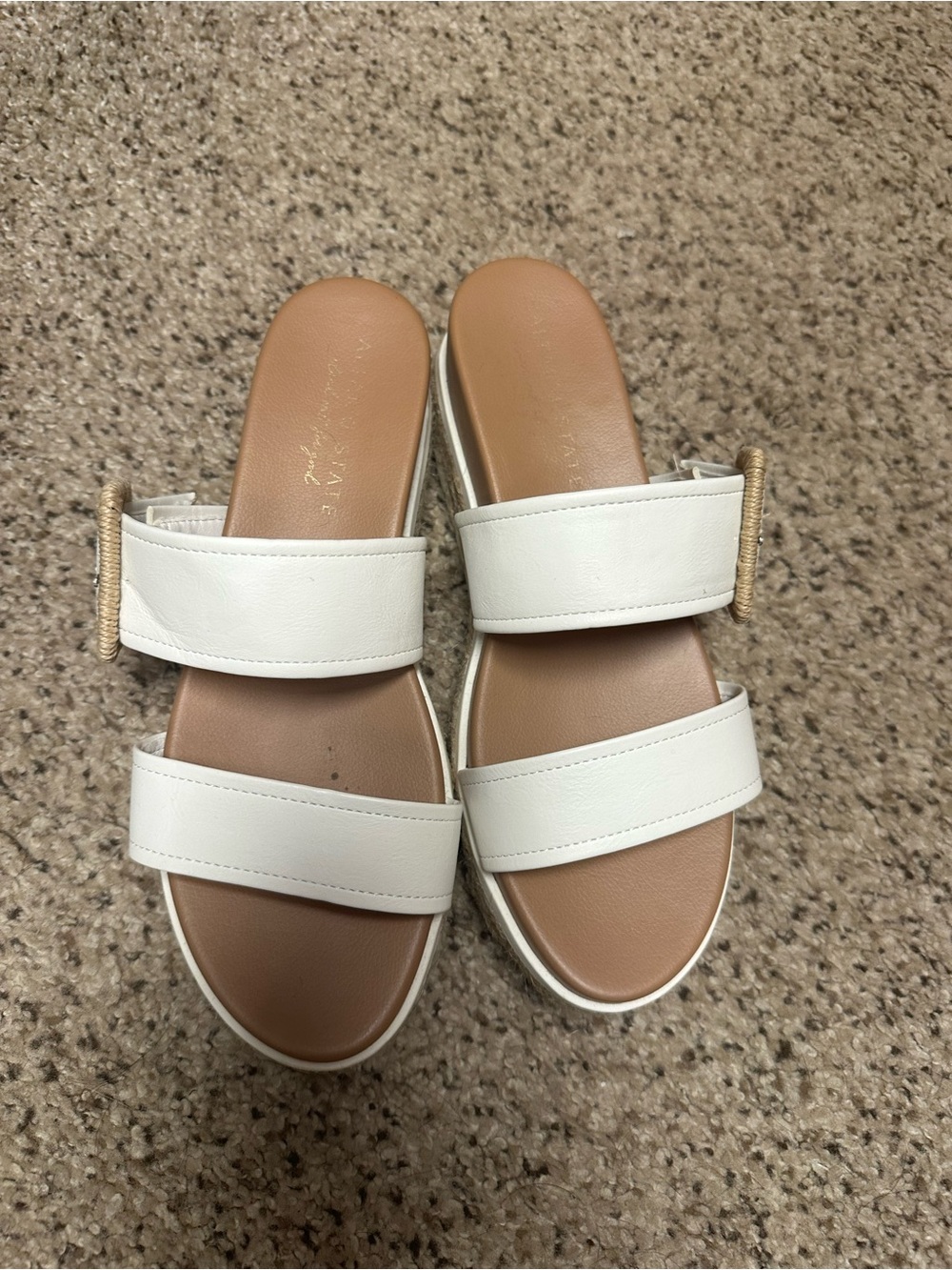 Altar'd State White Double-Strap Slide Mules